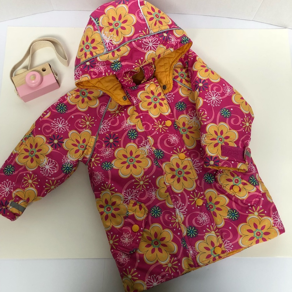 Hanna Andersson Jacket Winter Puffer Floral Hooded